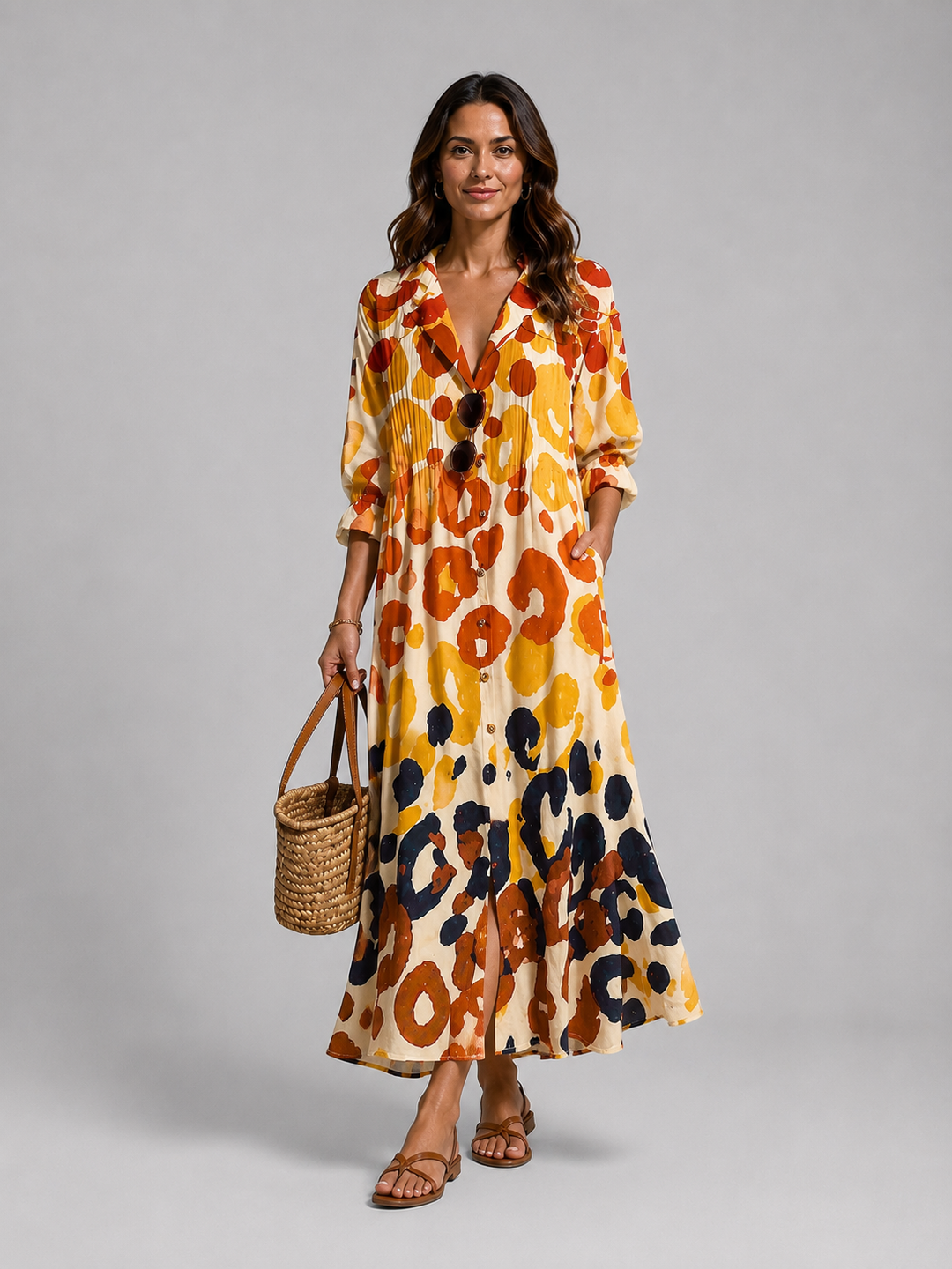 Women’s Printed Shirt Maxi Dress