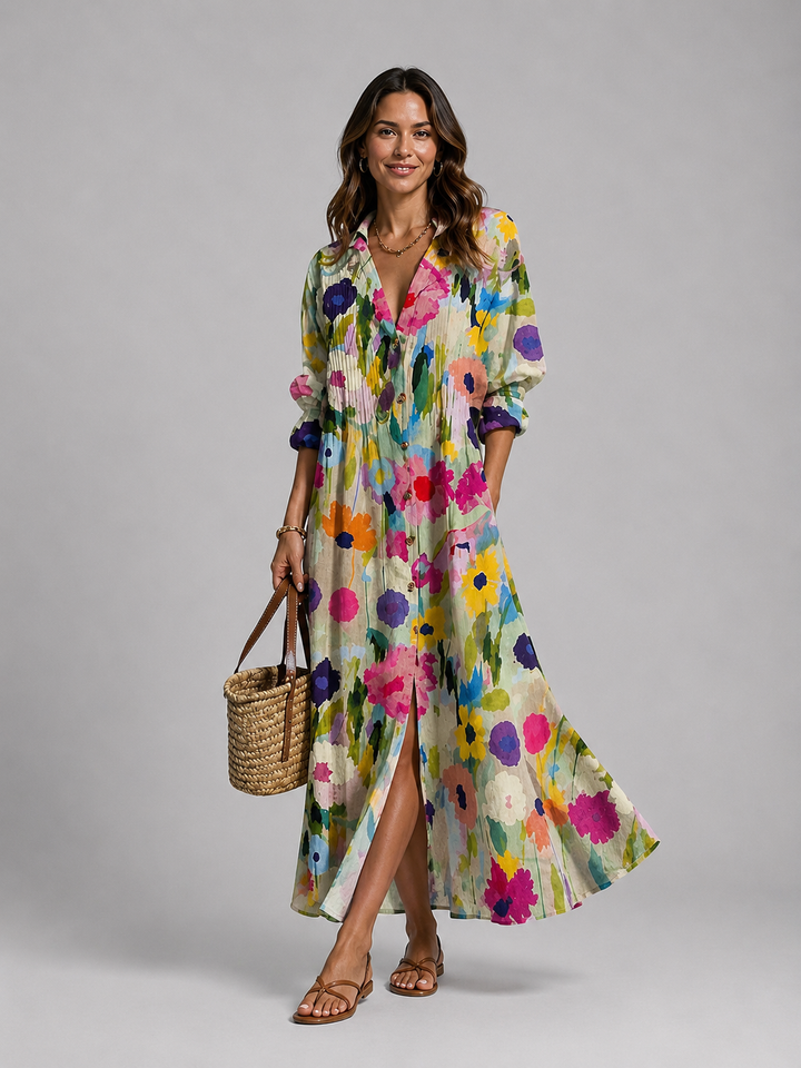 Women’s Printed Shirt Maxi Dress