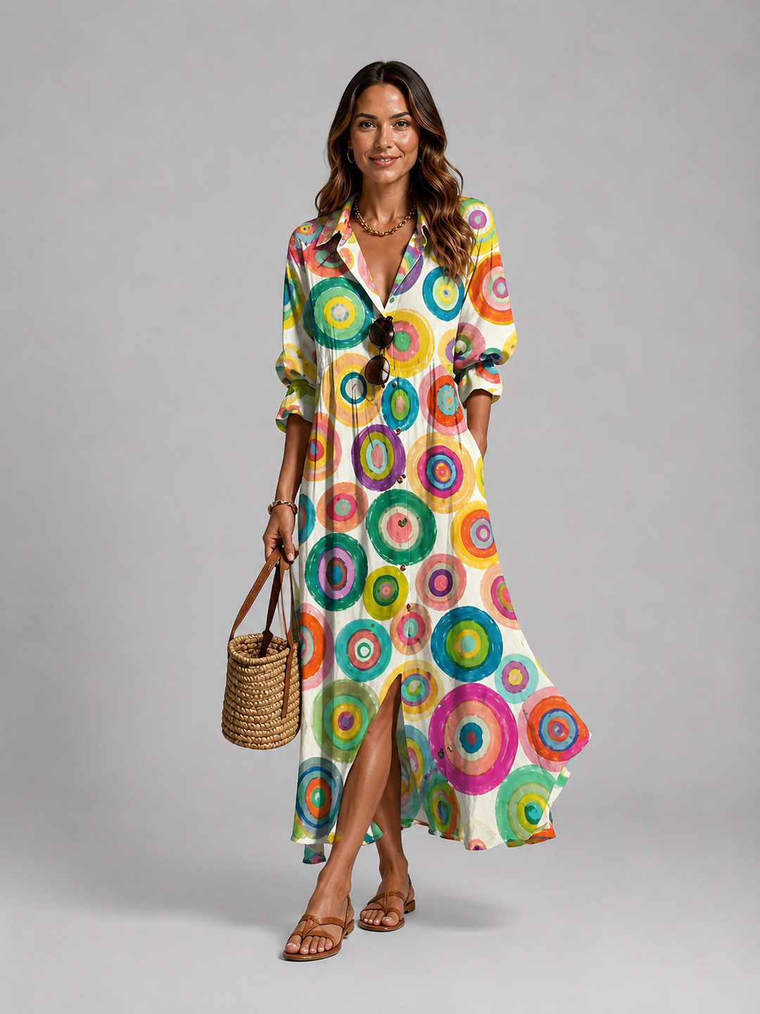Women’s Printed Shirt Maxi Dress