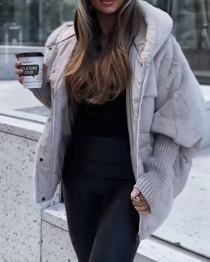 Women's Puffer Coat with Faux Fur Hood for Winter