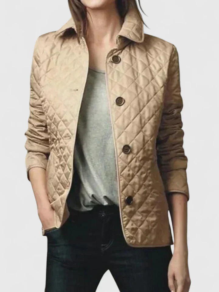Women's Quilted Jacket with Diamond Texture for Smart Casual