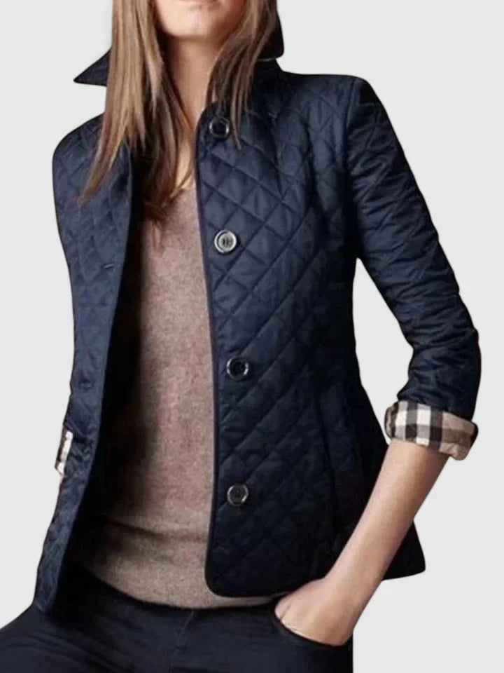 Women's Quilted Jacket with Diamond Texture for Smart Casual