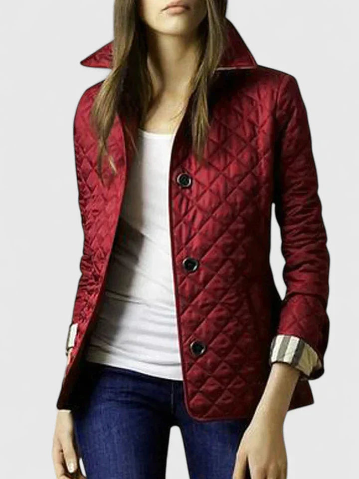 Women's Quilted Jacket with Diamond Texture for Smart Casual