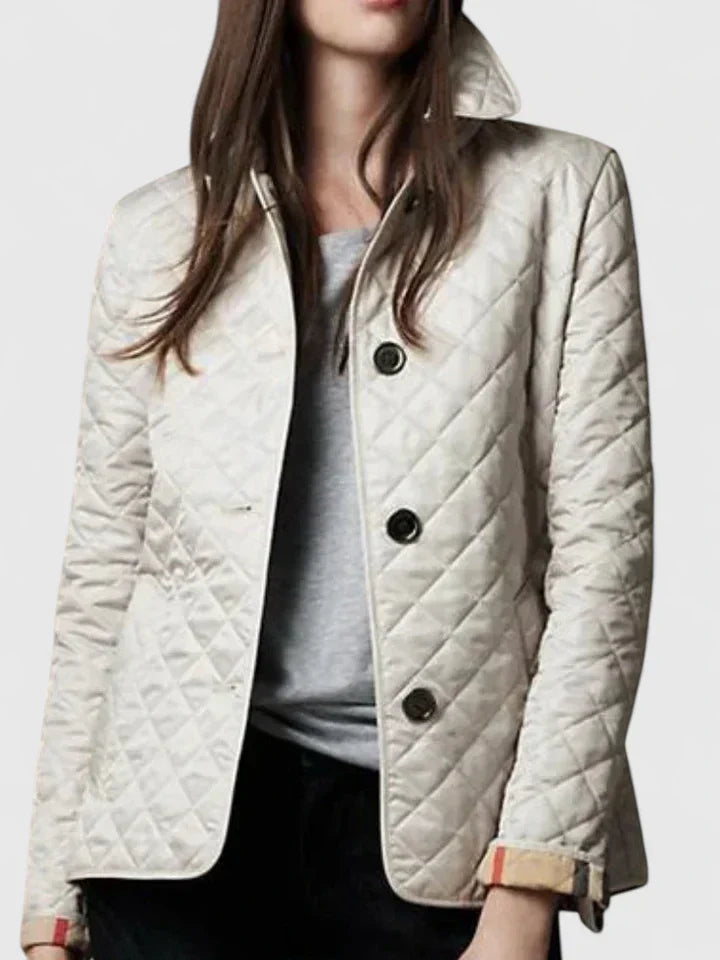 Women's Quilted Jacket with Diamond Texture for Smart Casual