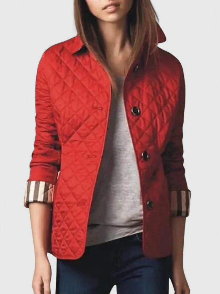 Women's Quilted Jacket with Diamond Texture for Smart Casual