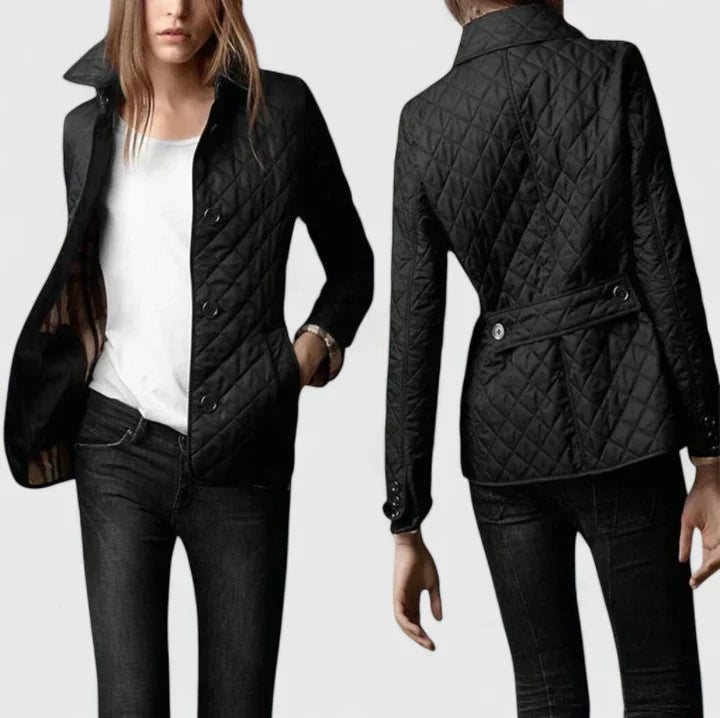 Women's Quilted Jacket with Diamond Texture for Smart Casual
