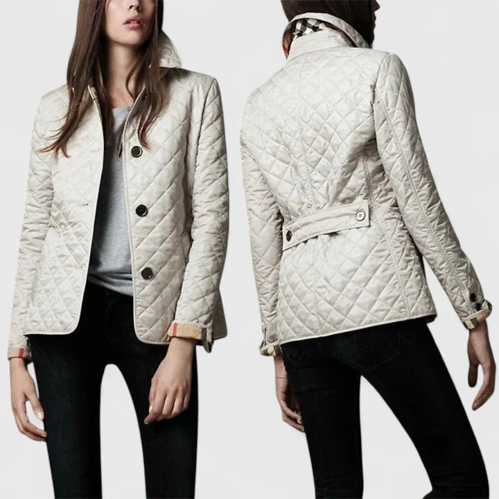 Women's Quilted Jacket with Diamond Texture for Smart Casual