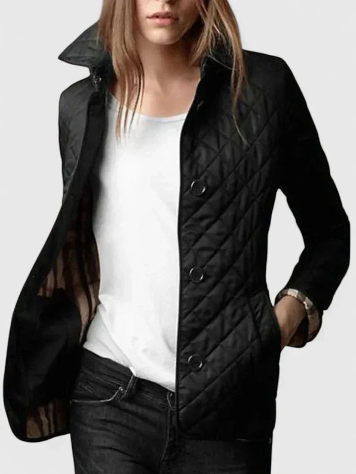 Women's Quilted Jacket with Diamond Texture for Smart Casual