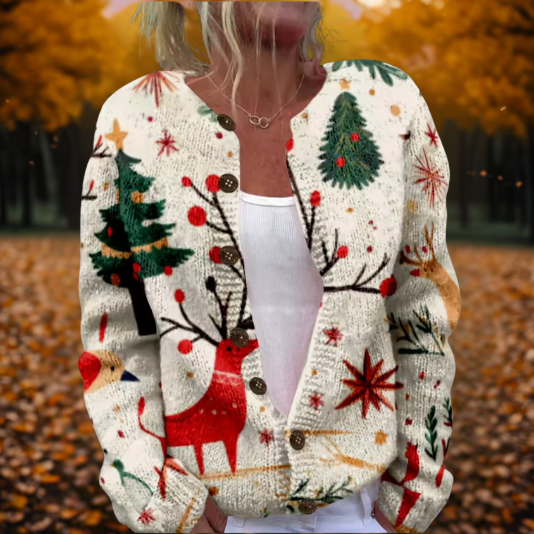 Women's Reindeer Cardigan with cosy knit for Autumn
