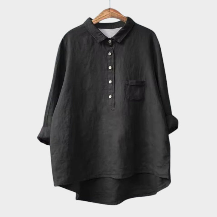 Women's Relaxed Blouse with Button Placket for Workwear