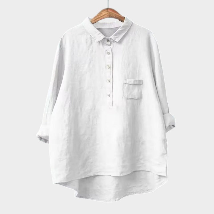 Women's Relaxed Blouse with Button Placket for Workwear