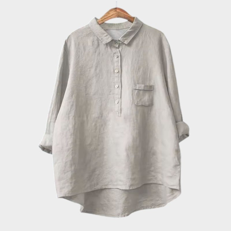 Women's Relaxed Blouse with Button Placket for Workwear