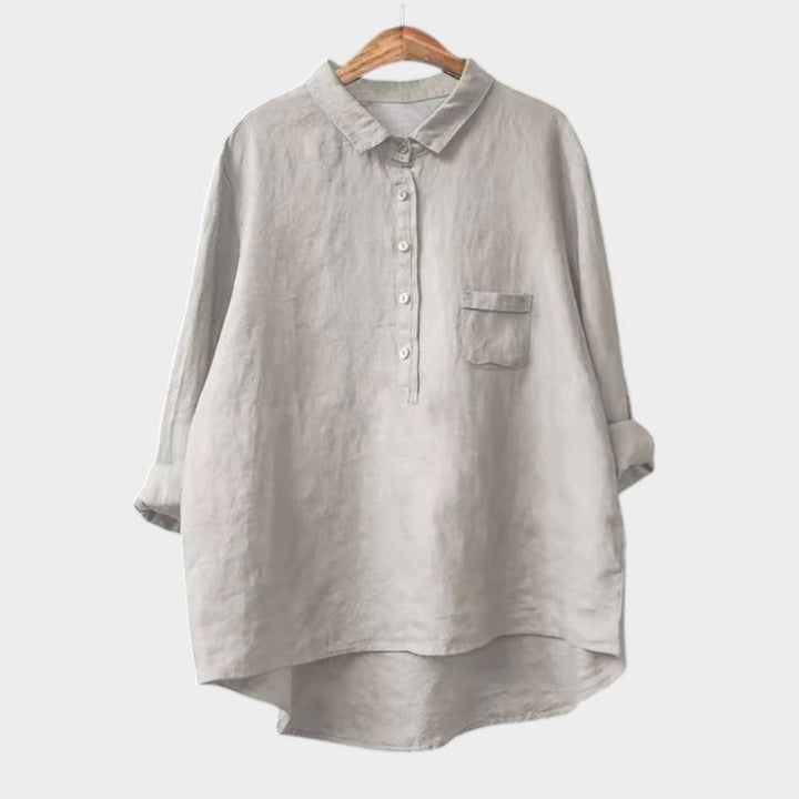 Women's Relaxed Blouse with Button Placket for Workwear