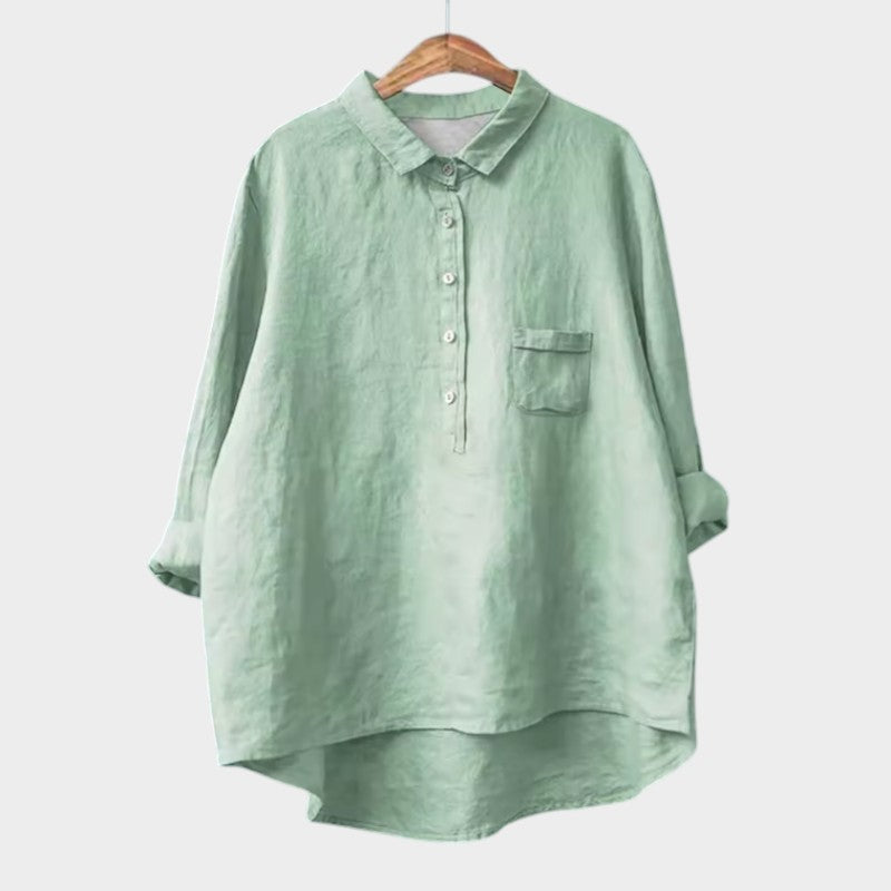 Women's Relaxed Blouse with Button Placket for Workwear