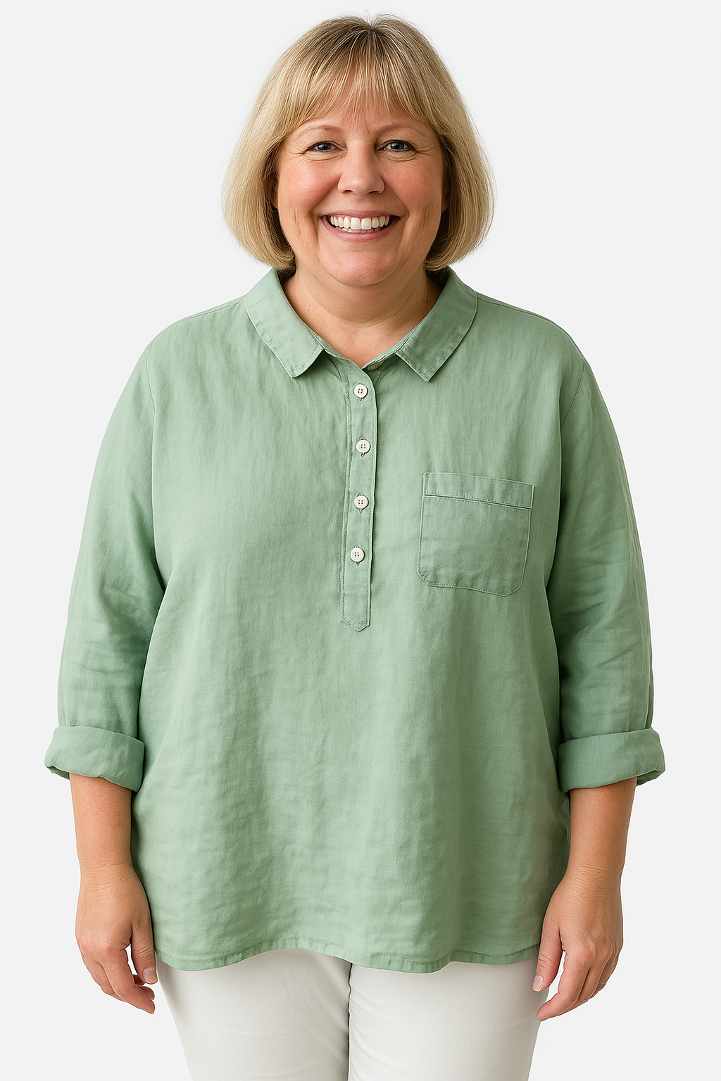 Women's Relaxed Blouse with Button Placket for Workwear