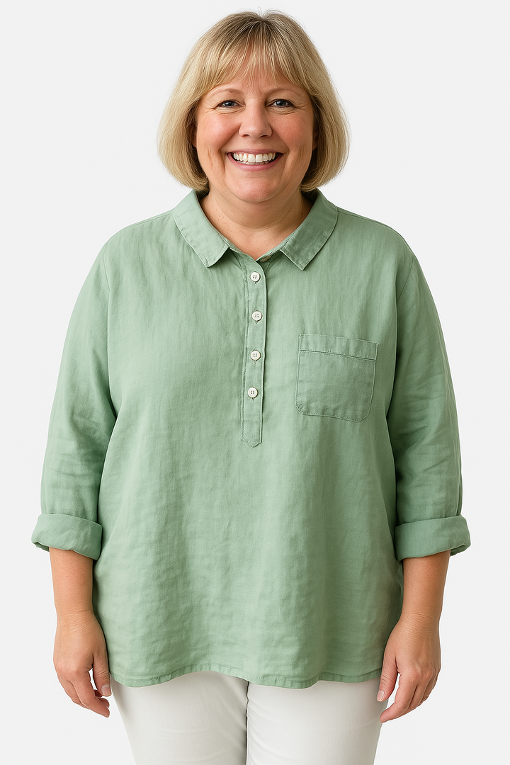 Women's Relaxed Blouse with Button Placket for Workwear