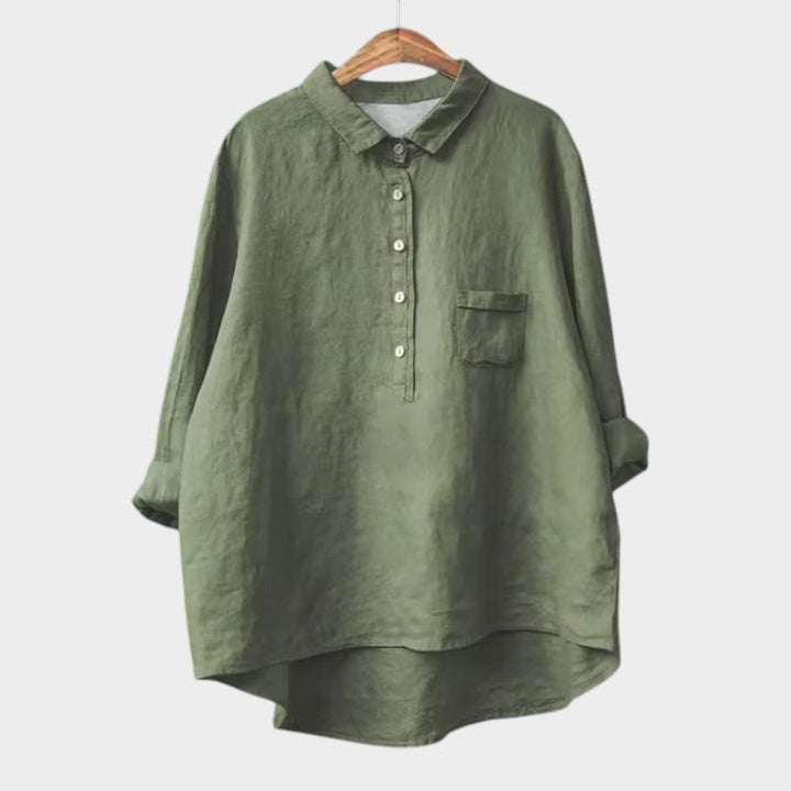 Women's Relaxed Blouse with Button Placket for Workwear