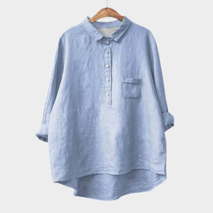 Women's Relaxed Blouse with Button Placket for Workwear