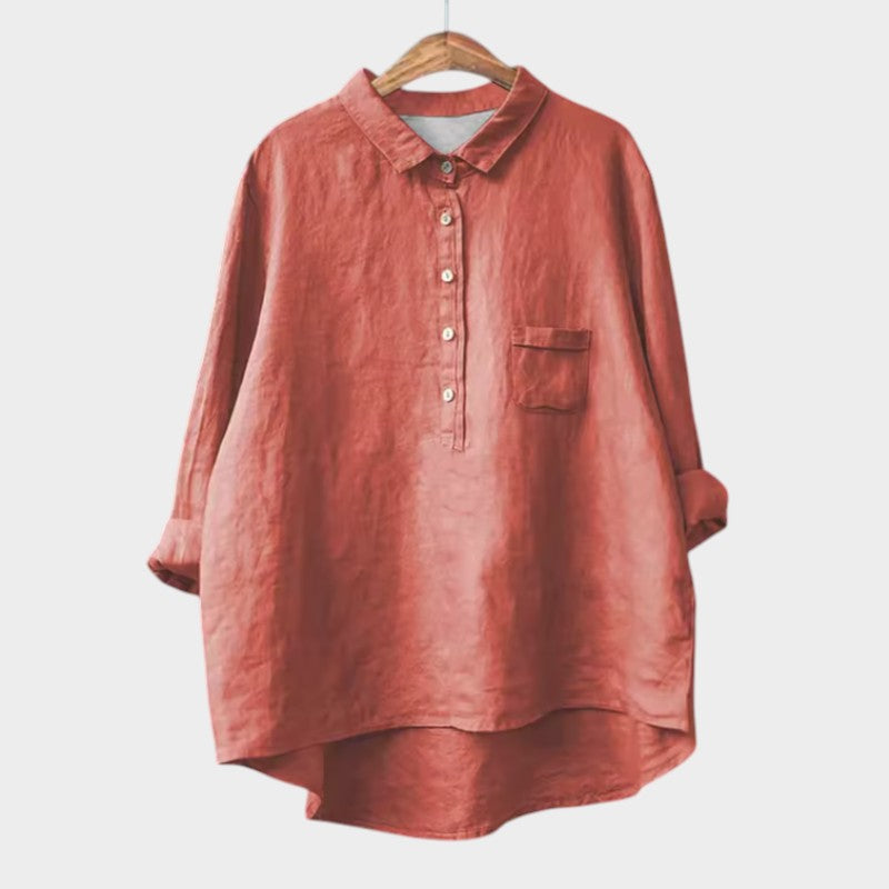 Women's Relaxed Blouse with Button Placket for Workwear