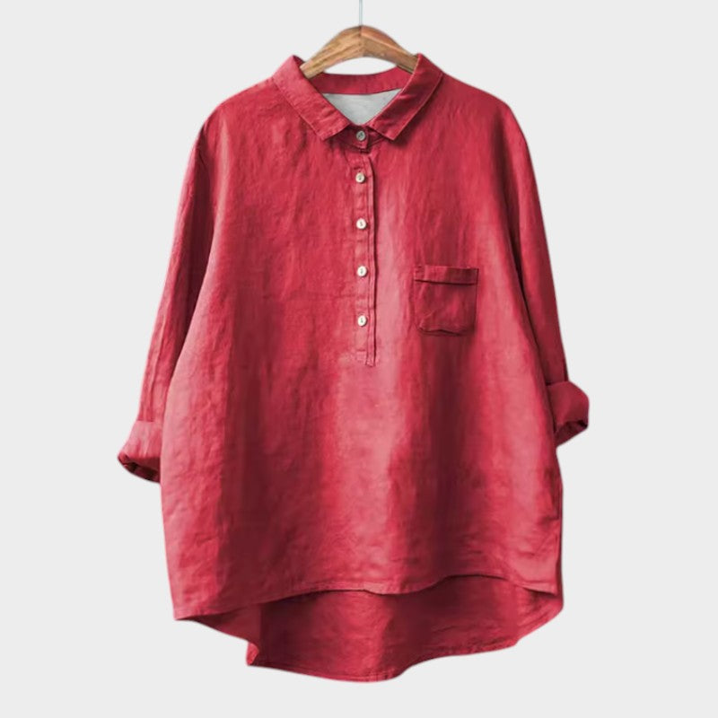 Women's Relaxed Blouse with Button Placket for Workwear