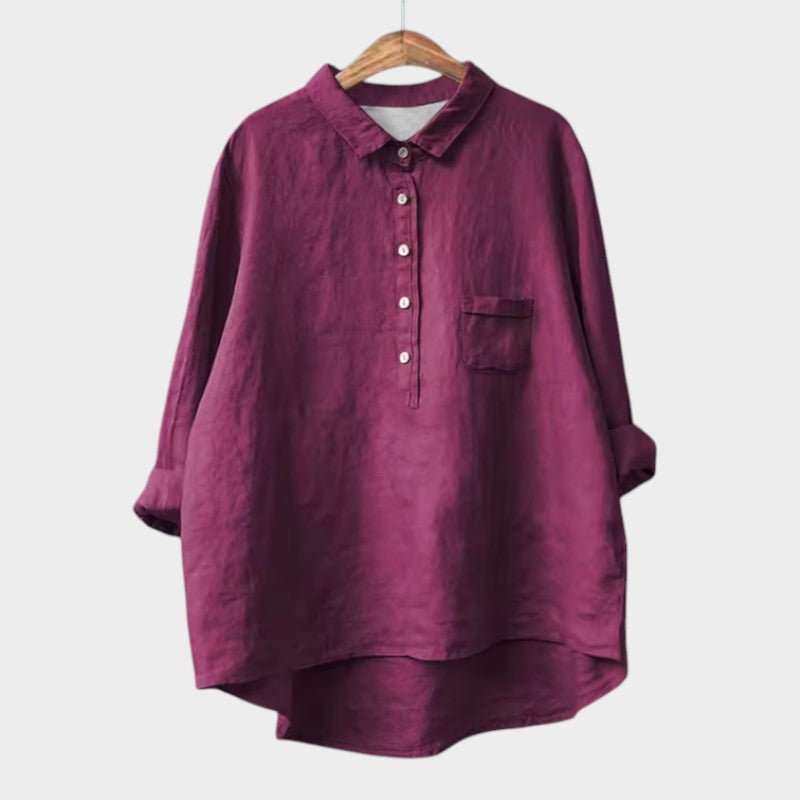 Women's Relaxed Blouse with Button Placket for Workwear