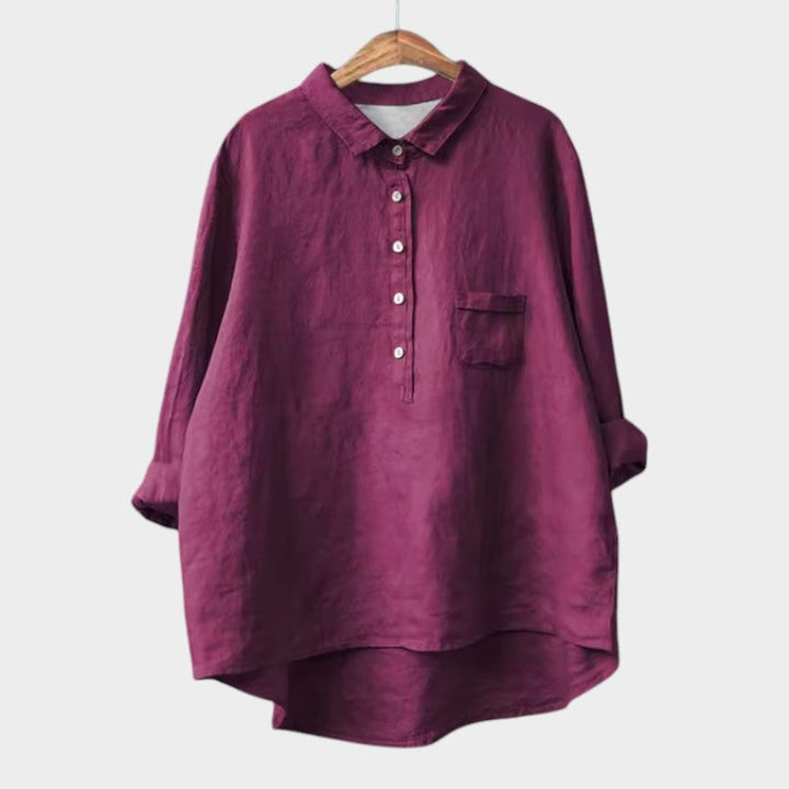 Women's Relaxed Blouse with Button Placket for Workwear