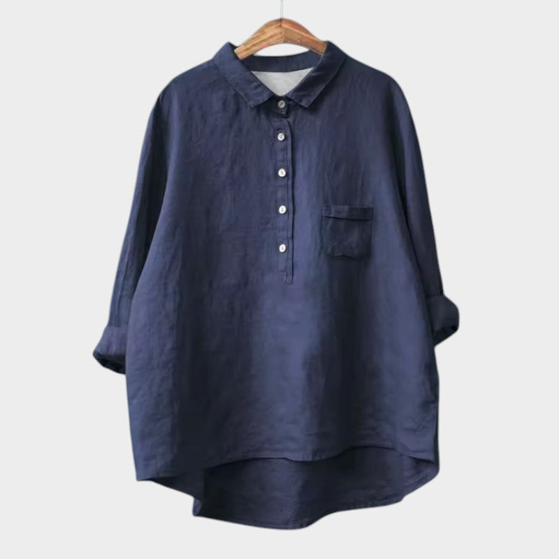 Women's Relaxed Blouse with Button Placket for Workwear