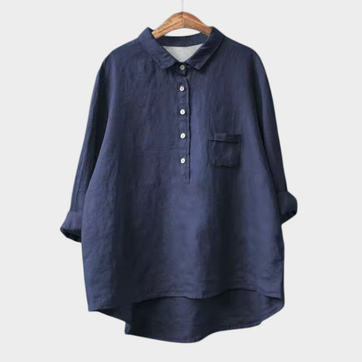 Women's Relaxed Blouse with Button Placket for Workwear