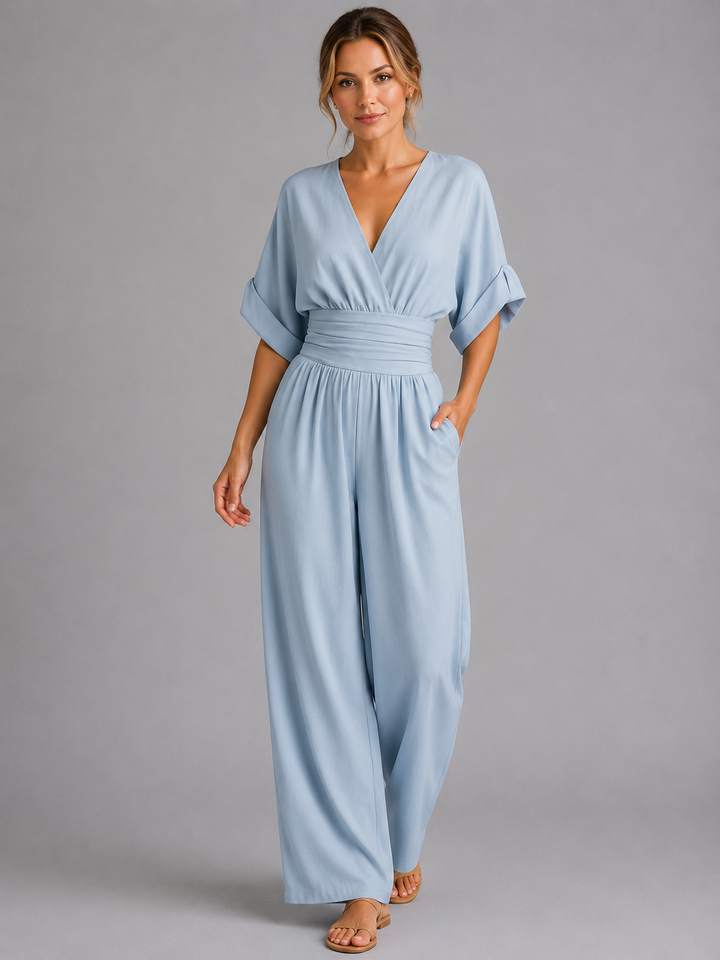 Women’s Relaxed-Fit Wide-Leg Jumpsuit with Cinched Waist