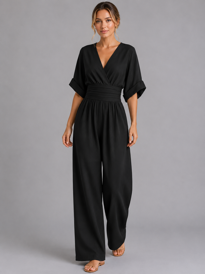 Women’s Relaxed-Fit Wide-Leg Jumpsuit with Cinched Waist