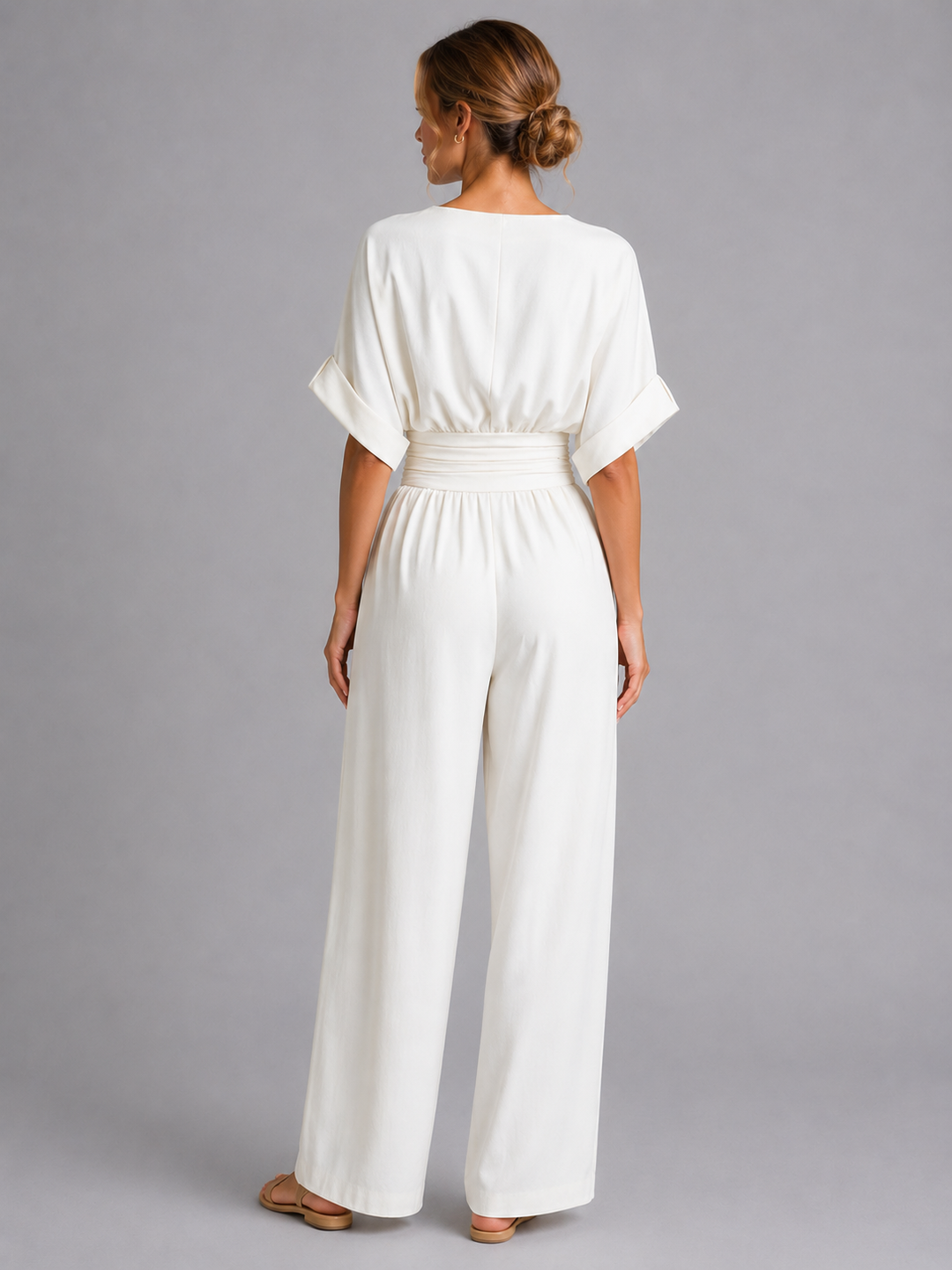 Women’s Relaxed-Fit Wide-Leg Jumpsuit with Cinched Waist