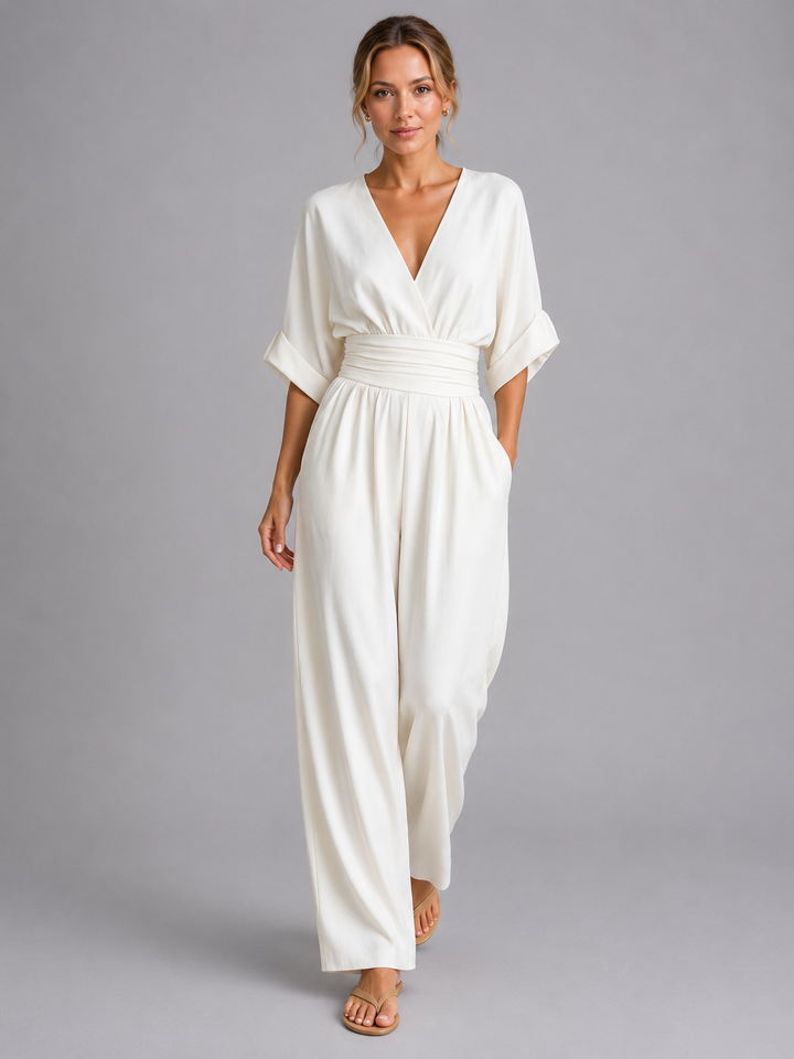 Women’s Relaxed-Fit Wide-Leg Jumpsuit with Cinched Waist
