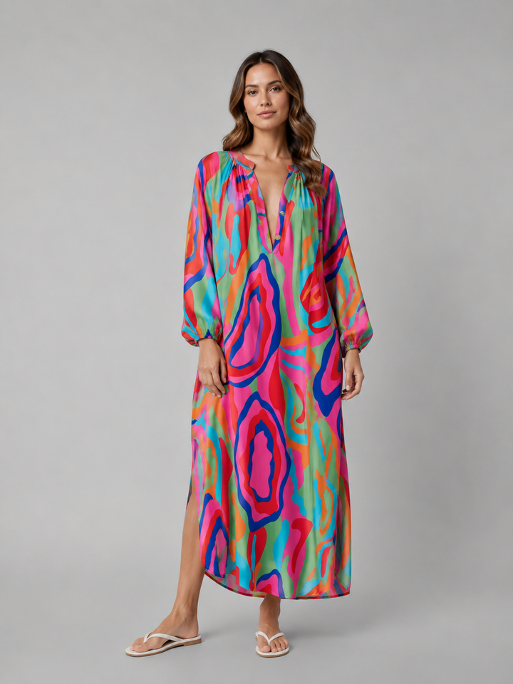 Women’s Relaxed Maxi Dress with Abstract Print