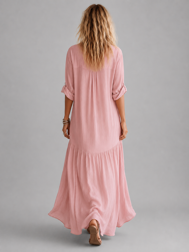 Women's Relaxed Maxi Dress with Button Front
