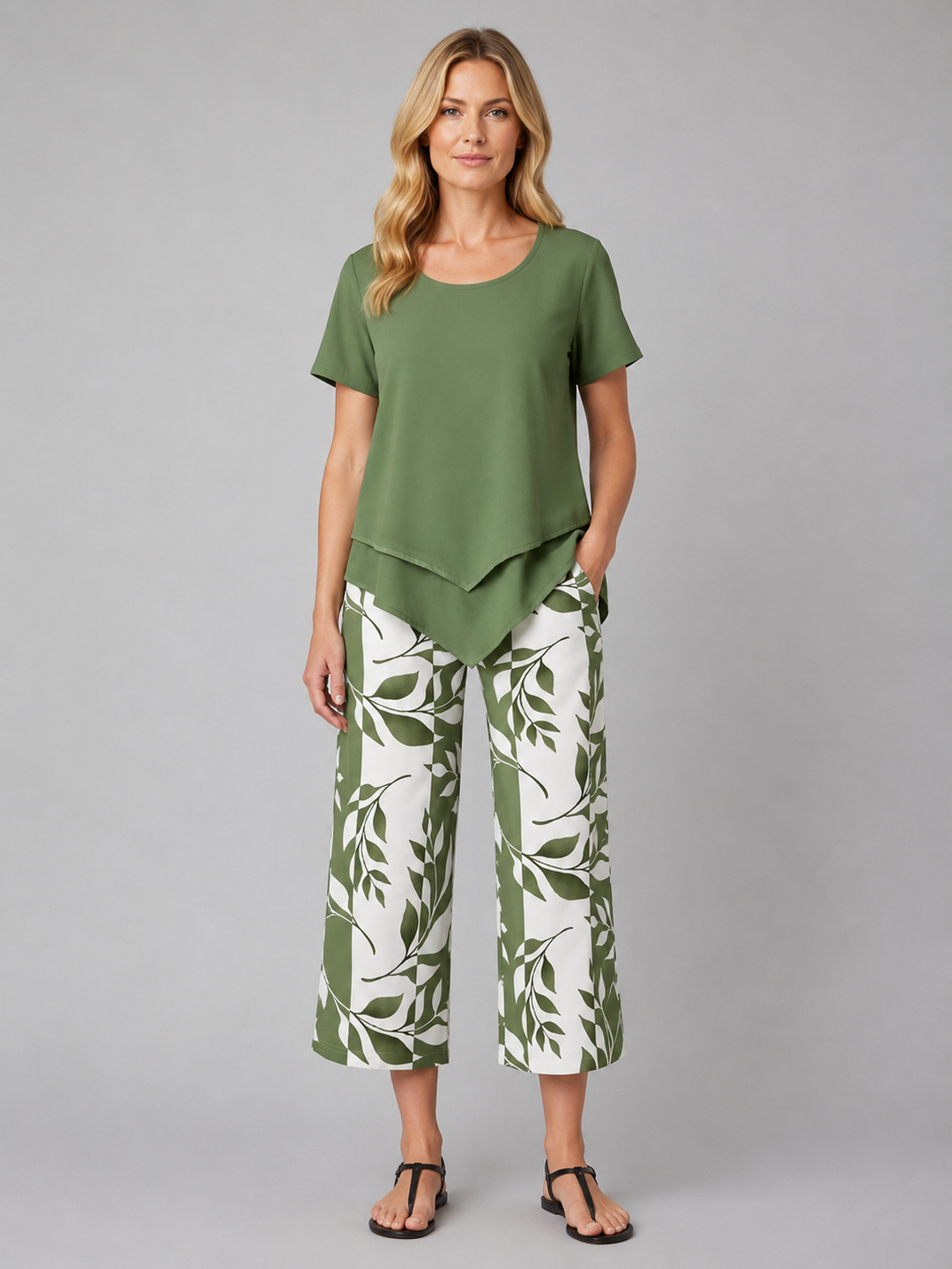 Women’s Relaxed Two-Piece Set with Layered Top