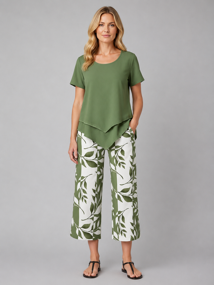 Women’s Relaxed Two-Piece Set with Layered Top
