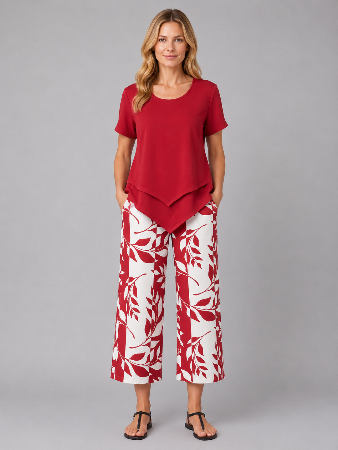 Women’s Relaxed Two-Piece Set with Layered Top