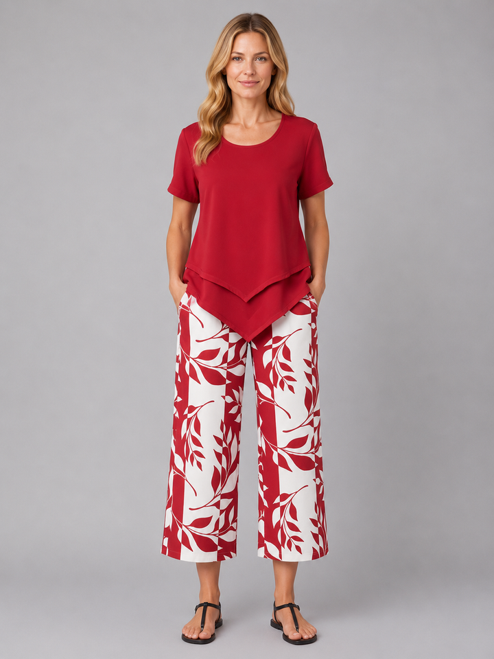 Women’s Relaxed Two-Piece Set with Layered Top