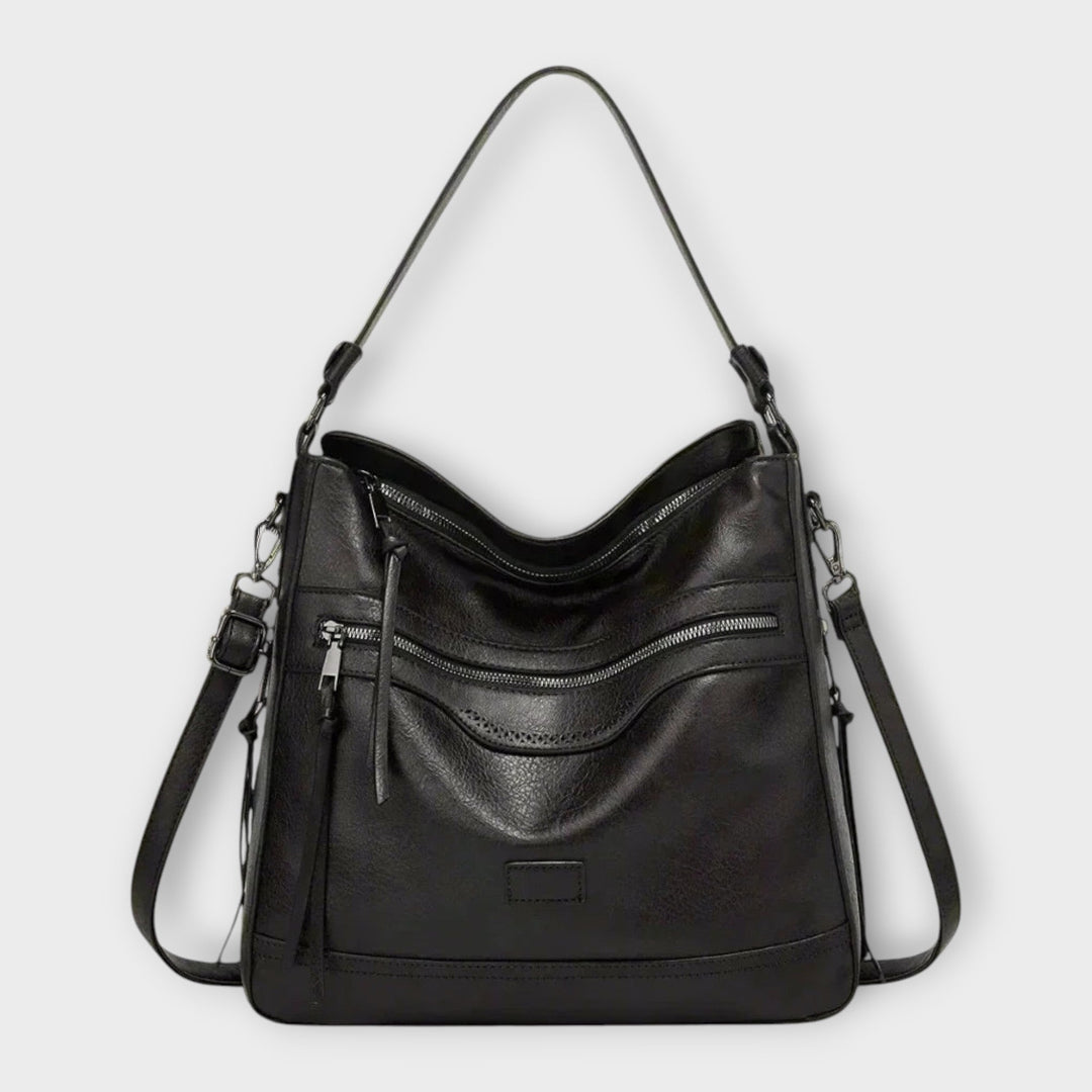 Women's Retro Shoulder Bag with Zip Pockets for Work