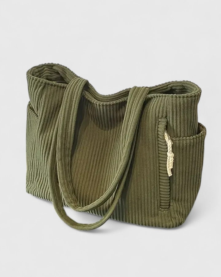 Women's Ribbed Tote Bag with Cord Detailing for Work