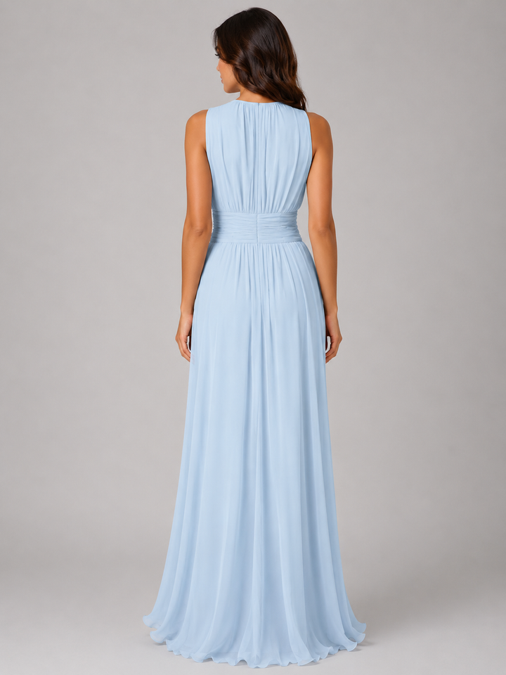Women’s Ruched Maxi Dress with Flowing Silhouette