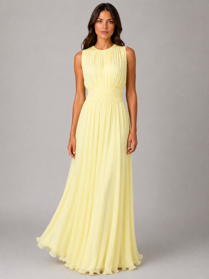 Women’s Ruched Maxi Dress with Flowing Silhouette