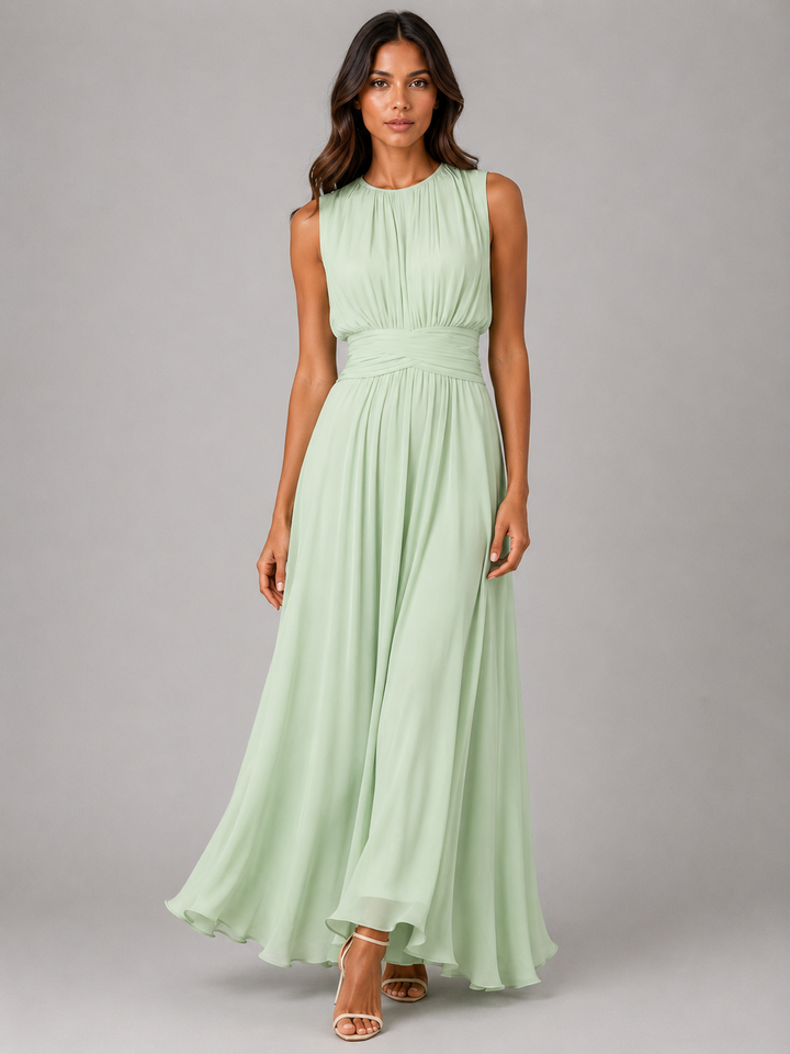Women’s Ruched Maxi Dress with Flowing Silhouette