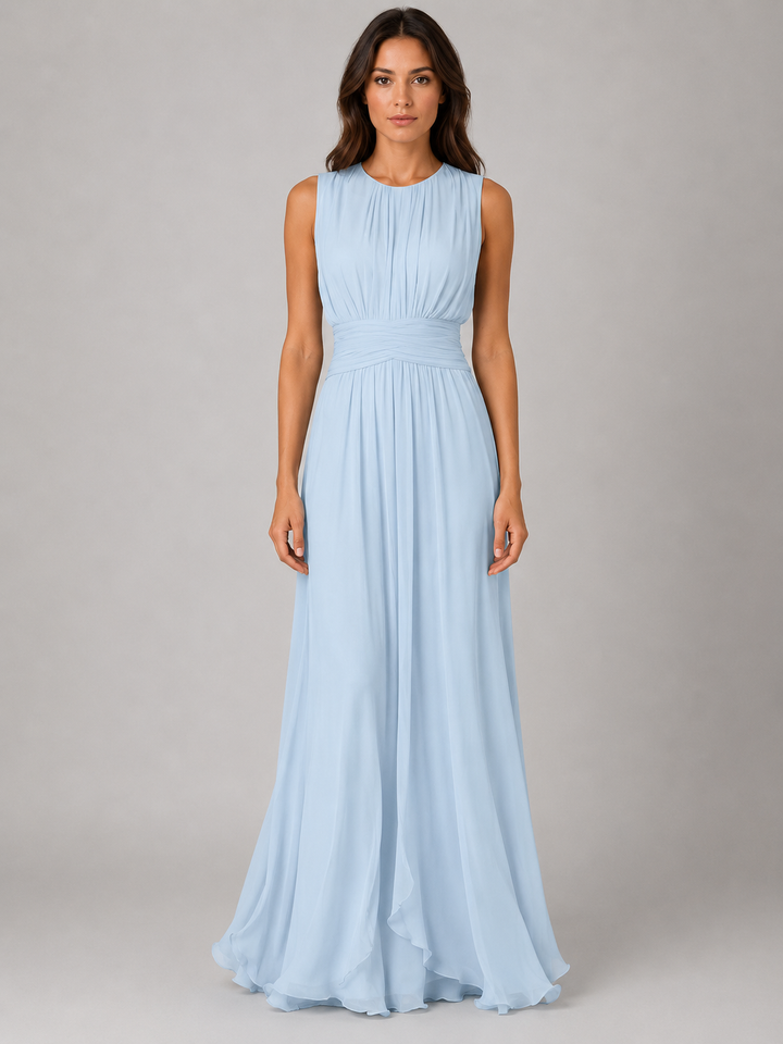 Women’s Ruched Maxi Dress with Flowing Silhouette