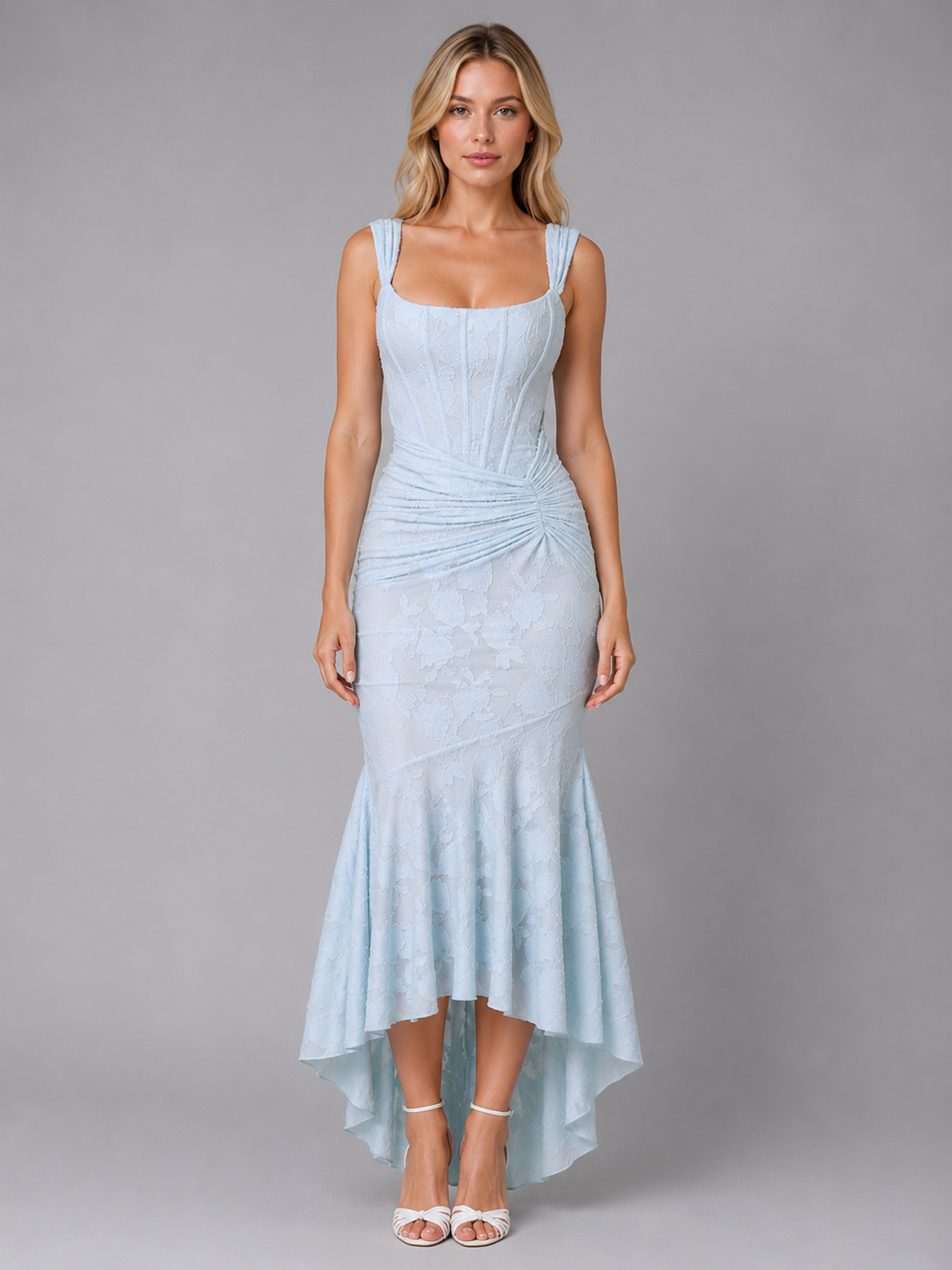 Women’s Ruched Midi Dress with Sculpted Fit
