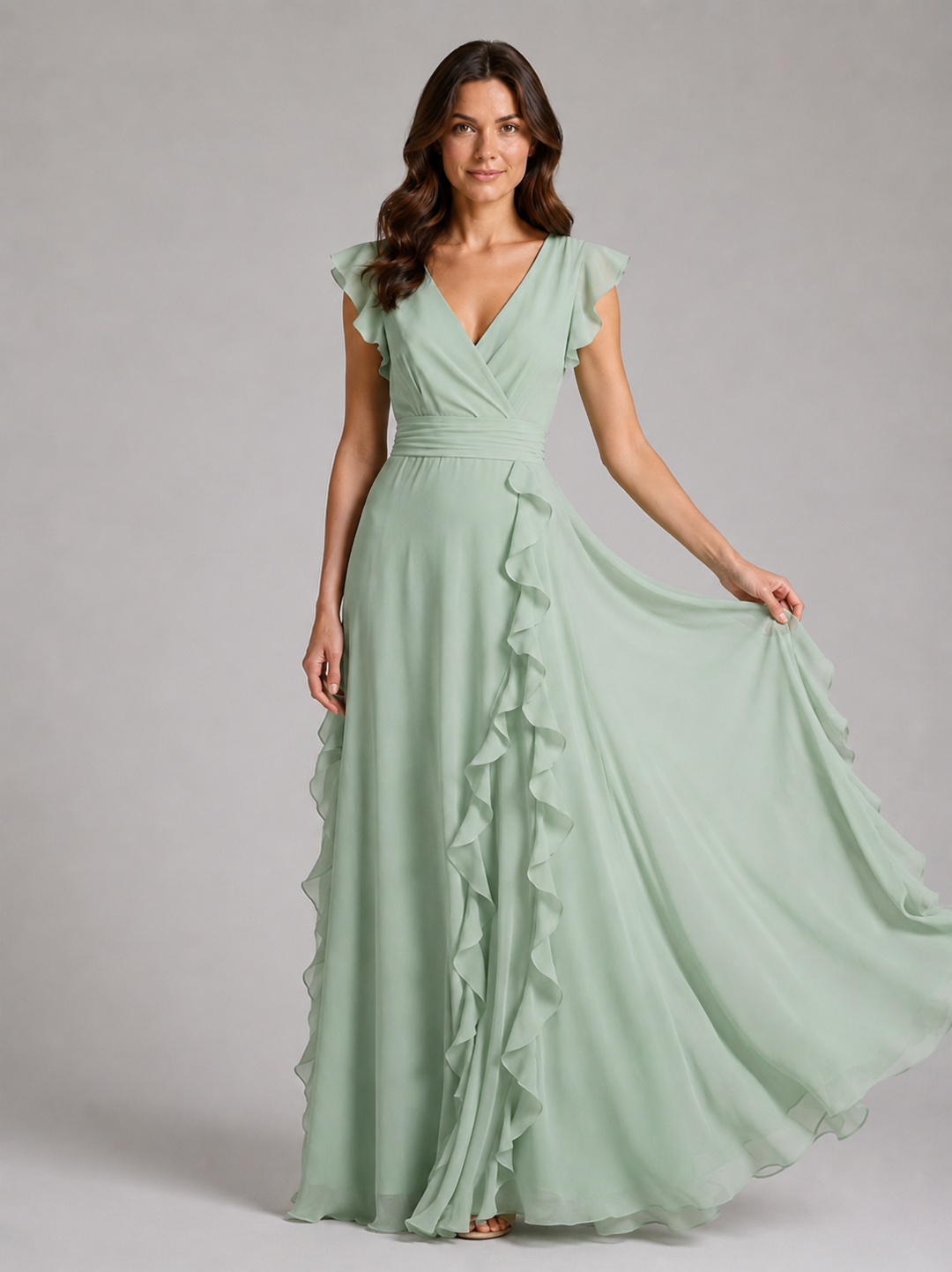 Women’s Ruffle Maxi Dress with Cascading Ruffles