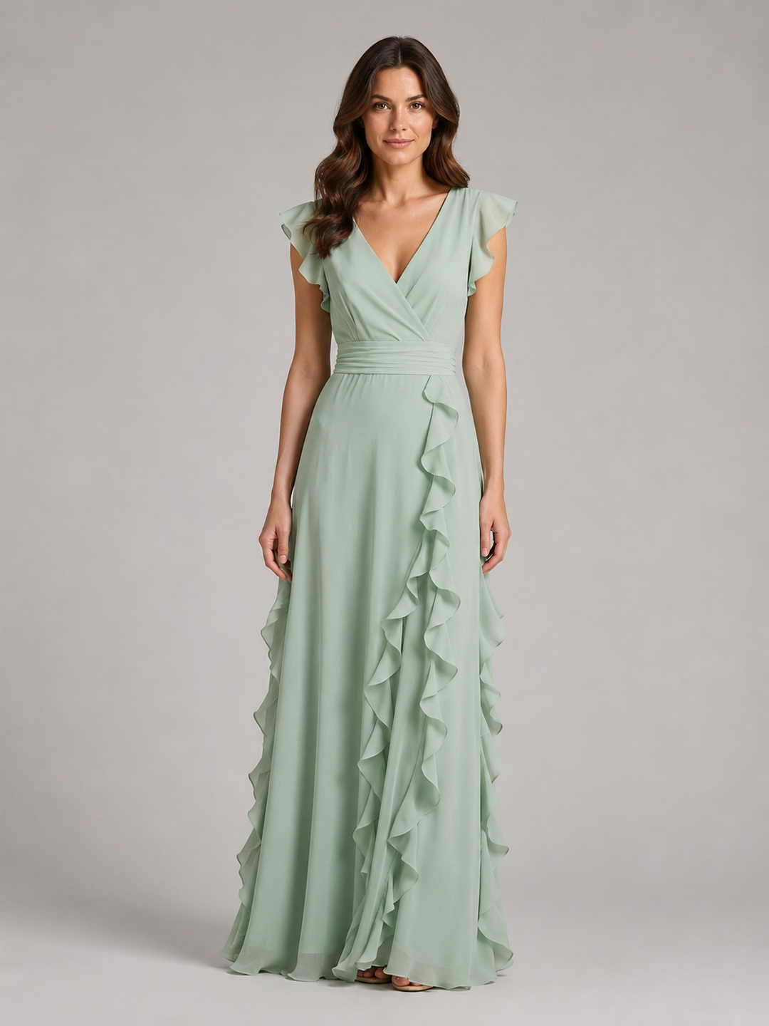 Women’s Ruffle Maxi Dress with Cascading Ruffles