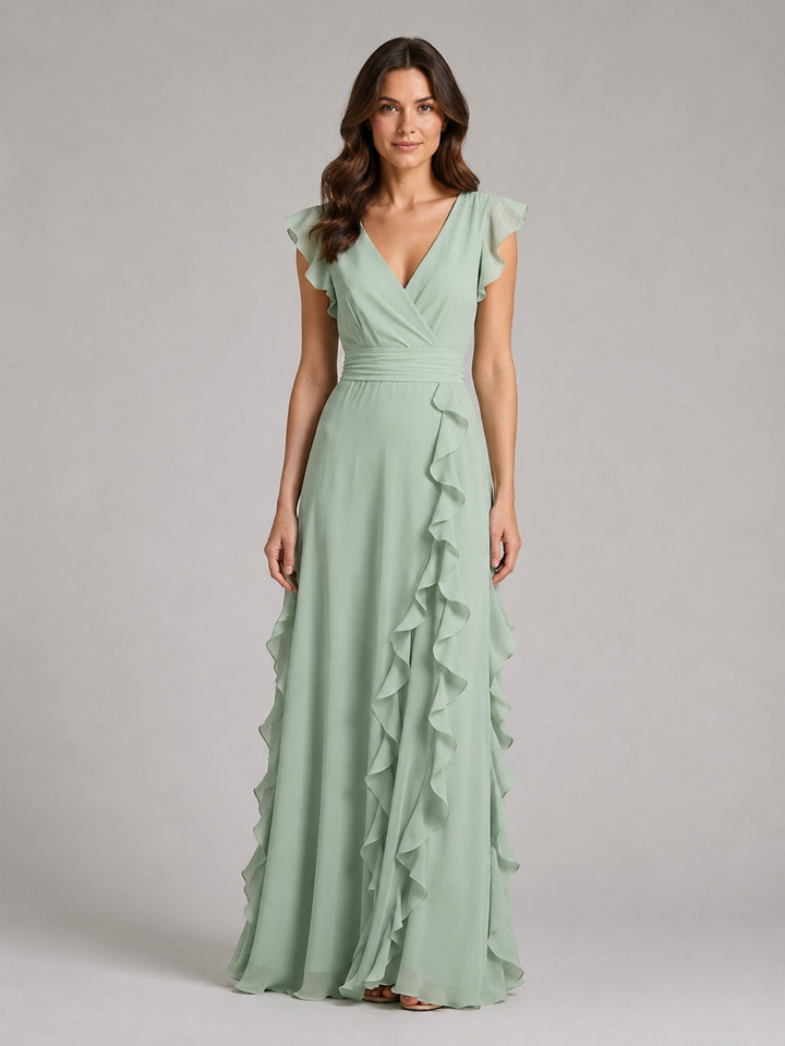 Women’s Ruffle Maxi Dress with Cascading Ruffles