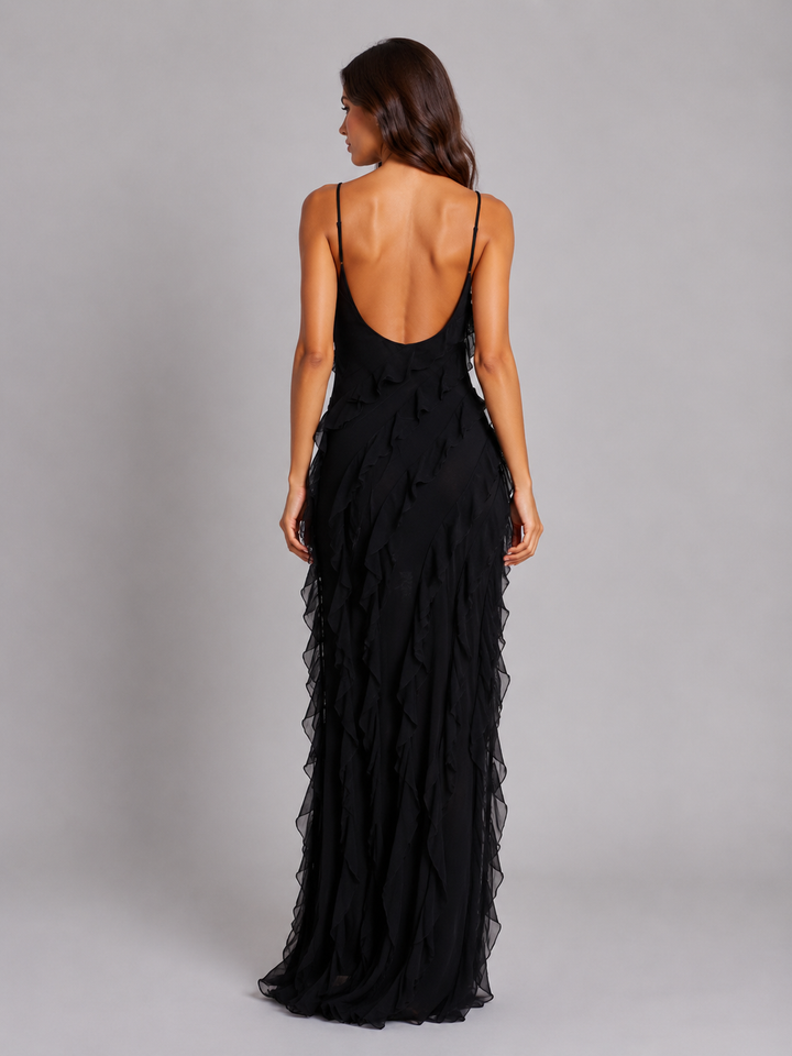 Women’s Ruffle Maxi Dress with Flowing Silhouette