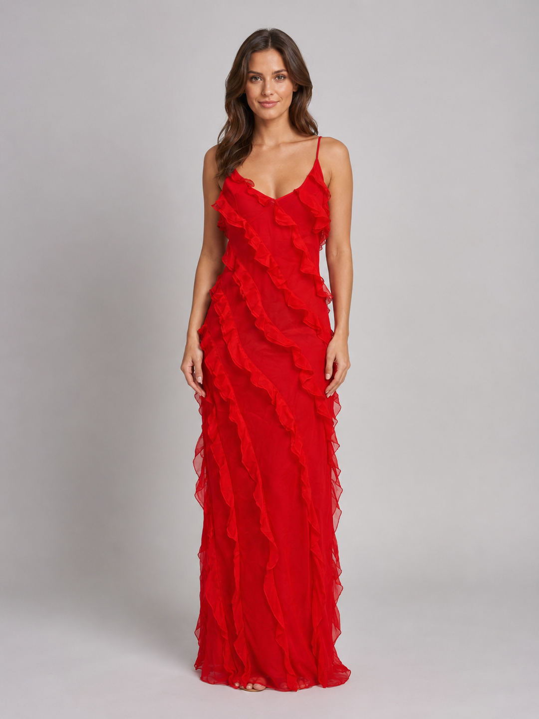 Women’s Ruffle Maxi Dress with Flowing Silhouette